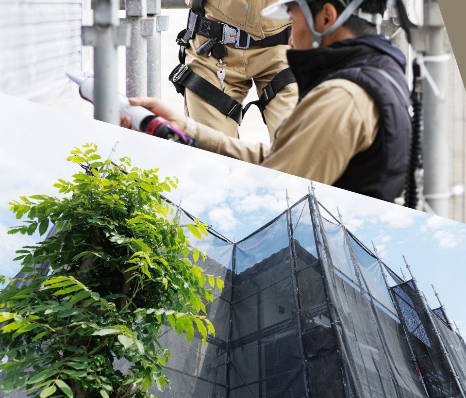 大規模修繕を行う作業者